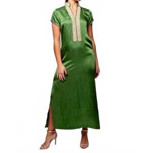 NEW BELLA TU perfect pearl caftan dress in green